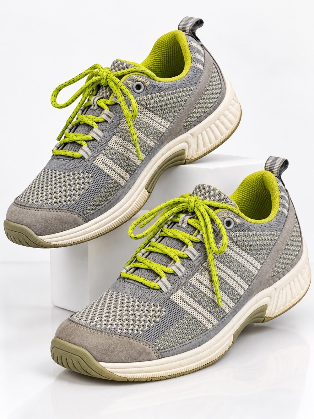 Biofit Womens Size 10 X Wide 2E Shoes Gray Stretch Knit‎ Walking Sneakers 987